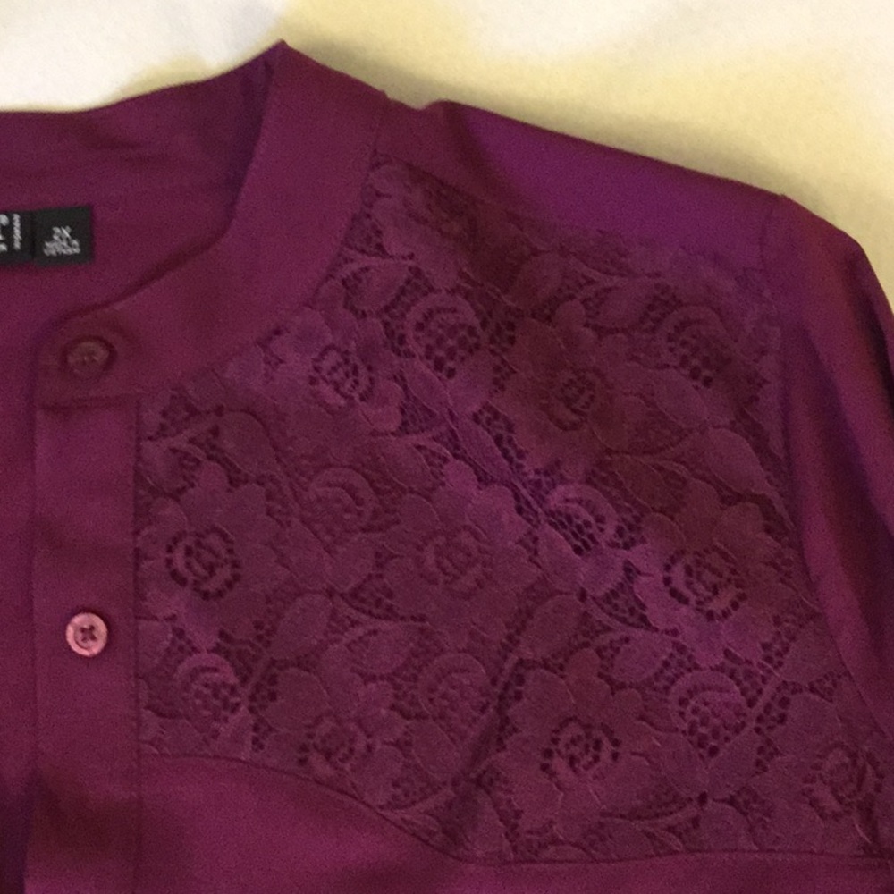 A.N.A lace design blouse in plum color plus size 2X NWT